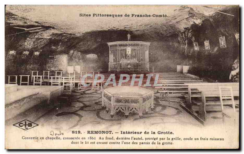 Remonot — Intérieur de la Grotte — Sites Pittoresques de Franche-Comté, éditée par C.-L.-B, n° 819