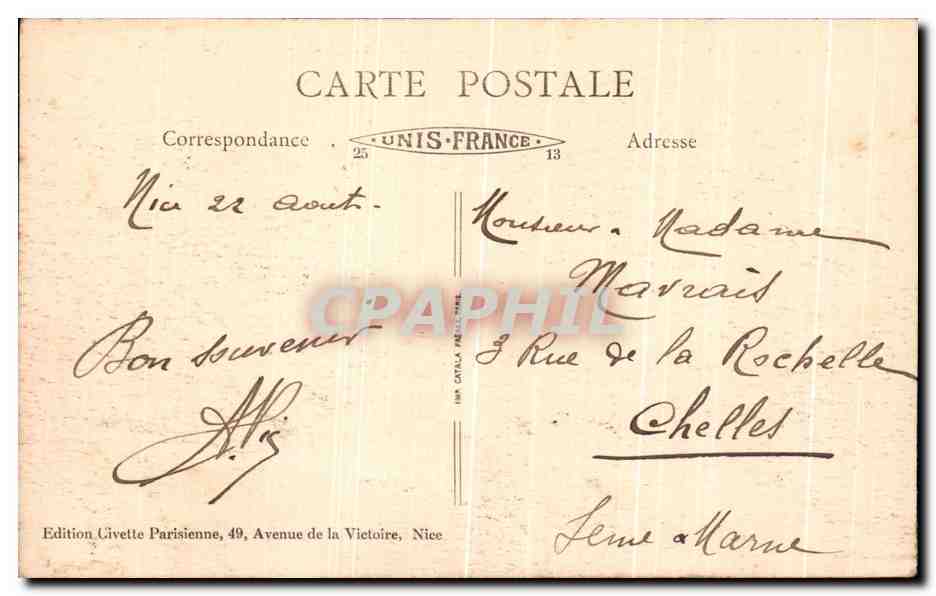 CPA La Cote D'Azur Nice Les Jardins et la Jetee Promenade — Rückseite
