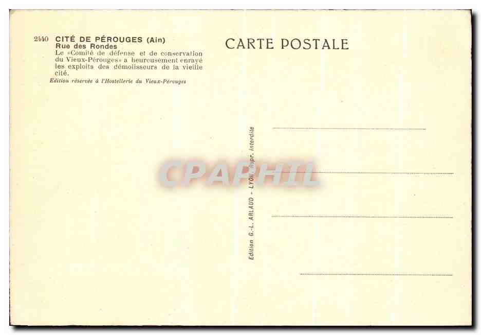 CPA Cite De Perouges Rue des Rondes  — Rückseite