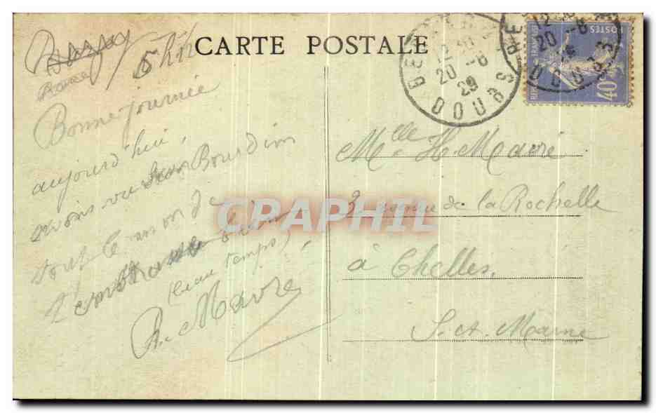 Besançon — Entrée des Jardins du Casino de la Mouillière, plus à droite — Éditeur non identifié — Rückseite