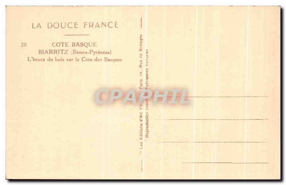 CPA Cote Basque Biarritz L'heure du bain sur le Cote des basques — Verso