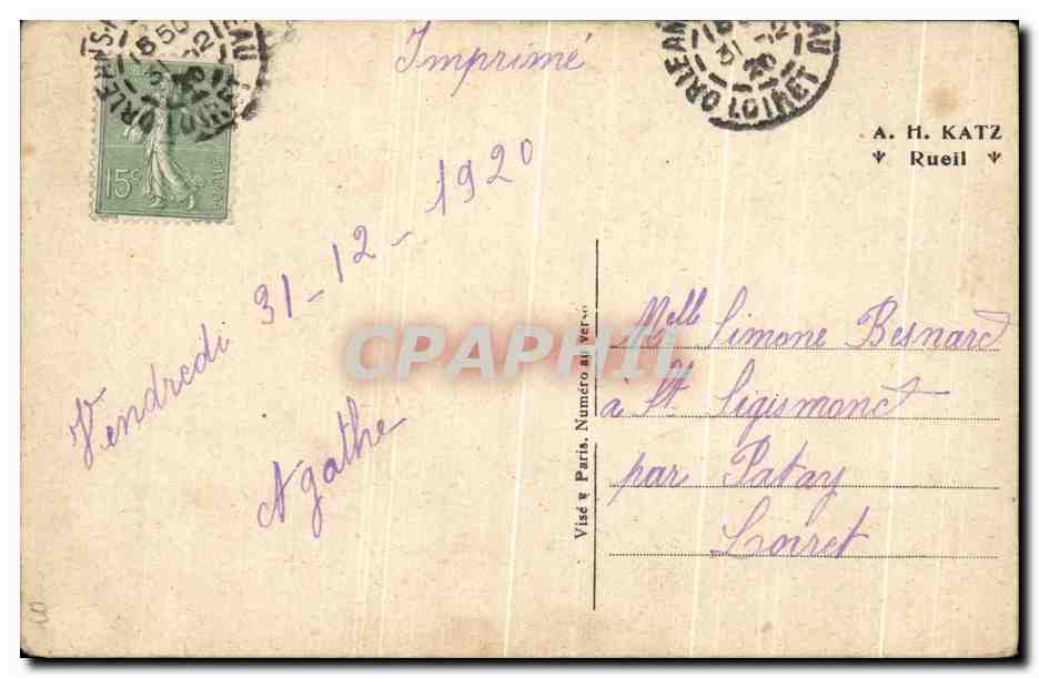 CPA Bonne Annee Militaria Femme — Rückseite