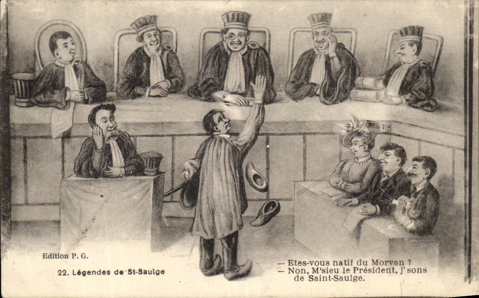 Audience Room — Legal caricature — Édition P.G. n°22 Legends of St-Saulge