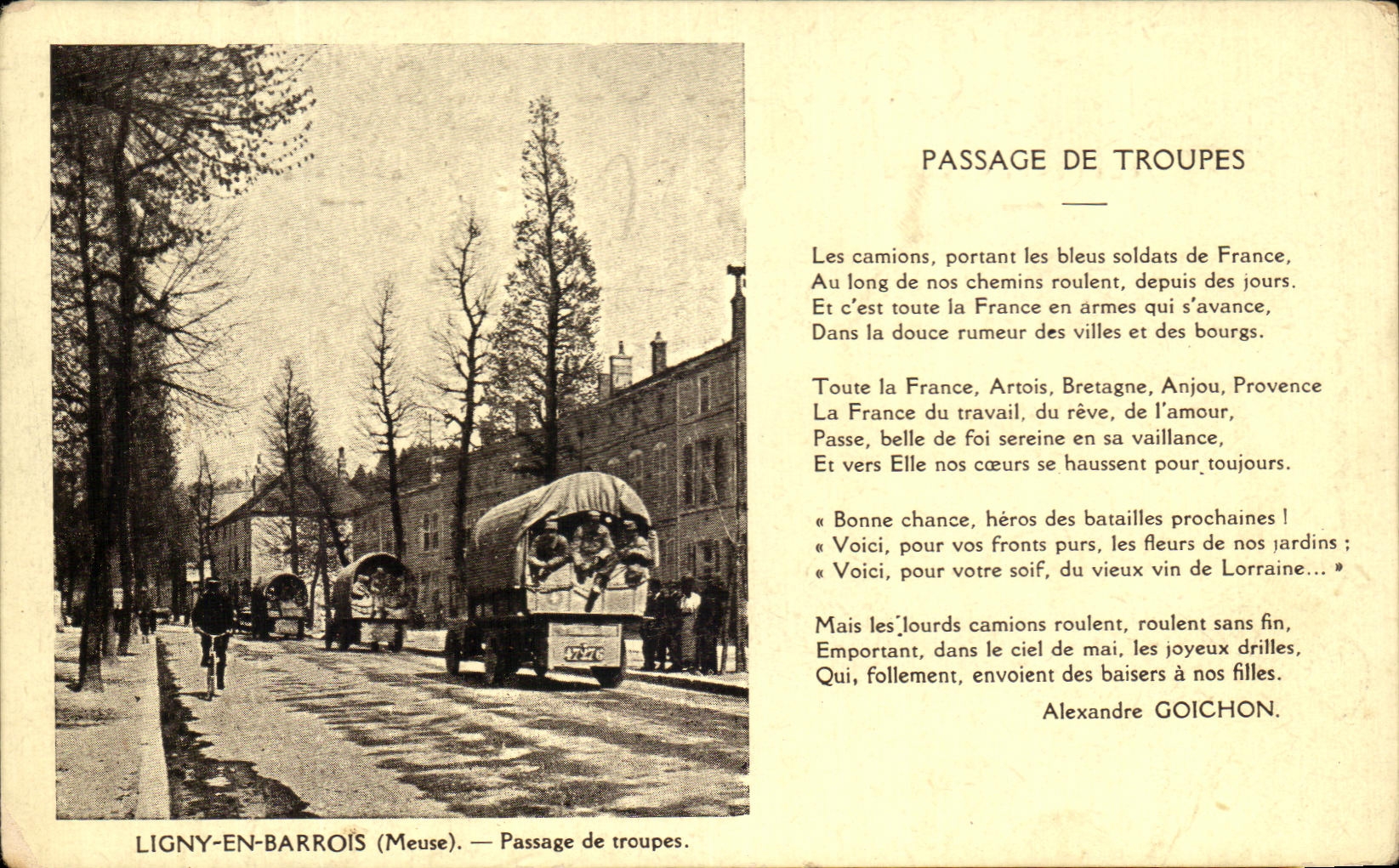 CPA Ligny En Barrois Passage de troupes Militaria 