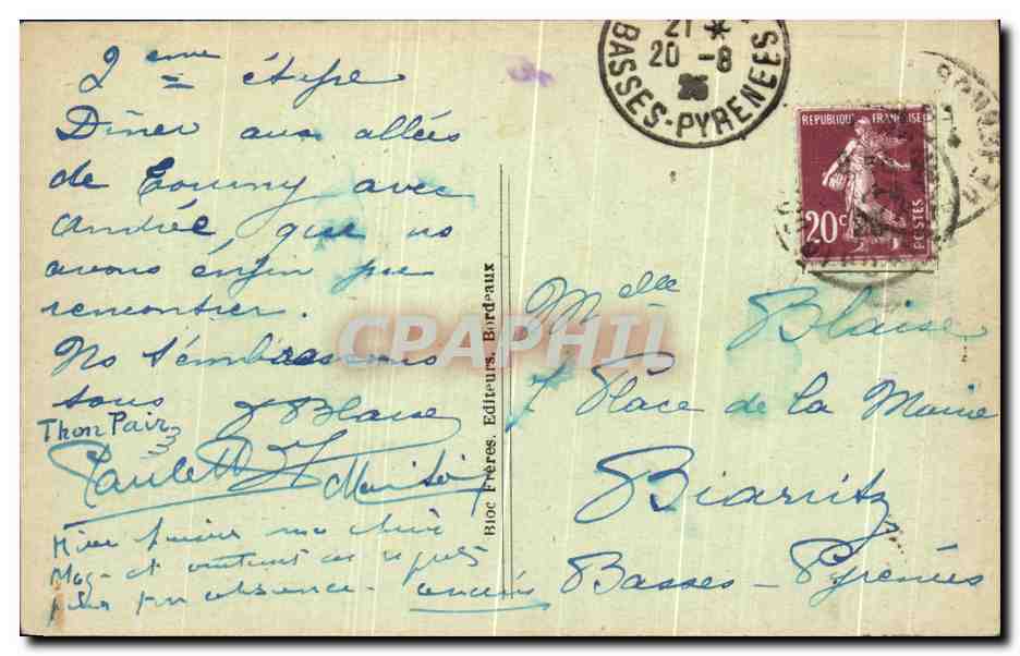 CPA La Caisse d'Epargne et le Groupe de a Gloria Victis Bordeaux — Verso
