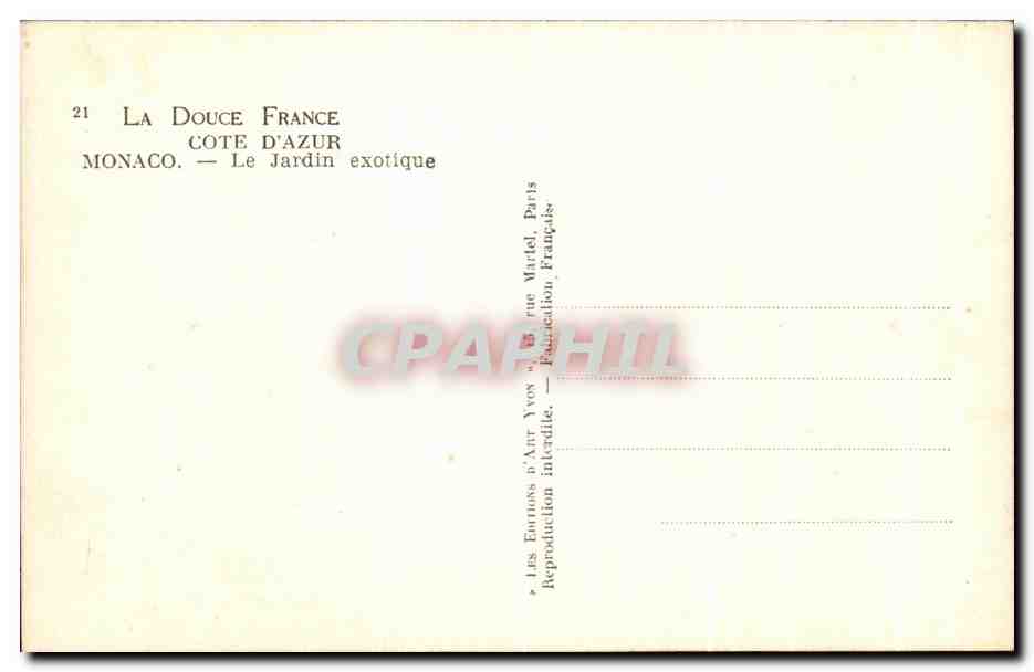 CPA La Douce France Cote D'Azur Monaco Le Jardin Exotique — Rückseite