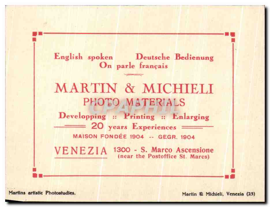 Carte de visite Martin Michieli Venezia Marco Ascensione  — Verso