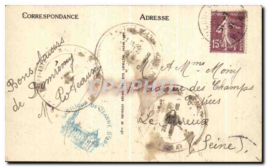 Domrémy — La Maison de Ste Jeanne d'Arc et Statue (de Mercié) — LL. — Reverso