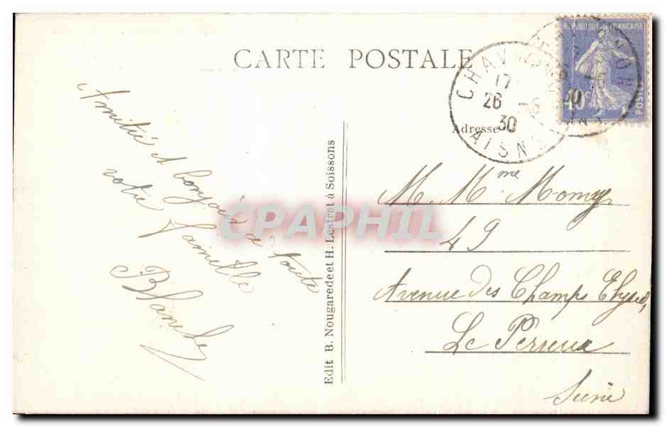 CPA Chemin des Dames Monument d'Hurtebise Militaria — Rückseite