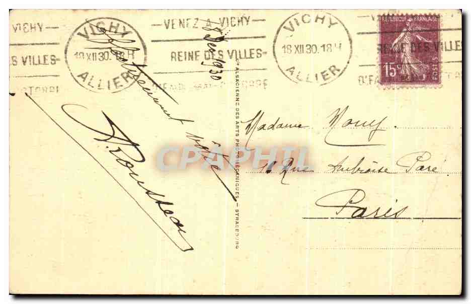 CPA Vichy Passage Couvert Et Hotel Astoria  — Verso