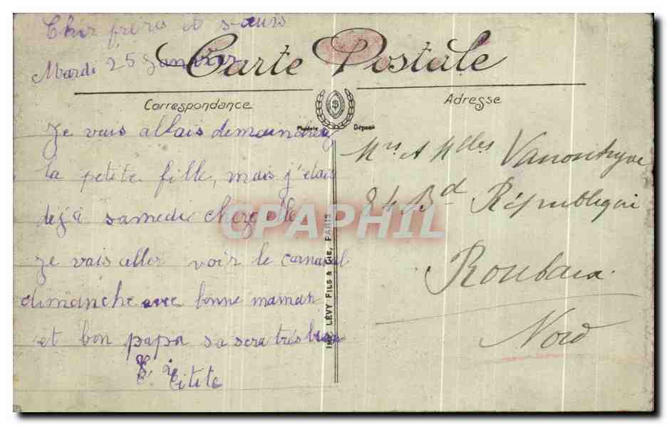 CPA Nice Les Jardins et le Palais de la Jetee — Rückseite
