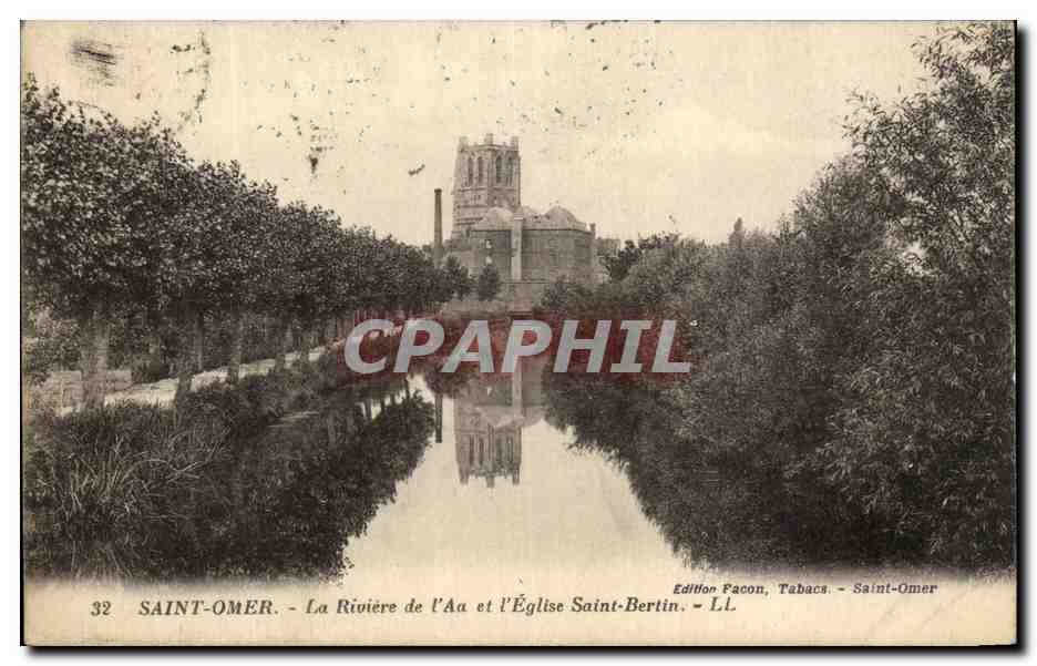 CPA Saint Omer la Riviere de L'Aa et Eglise Saint Bertin 