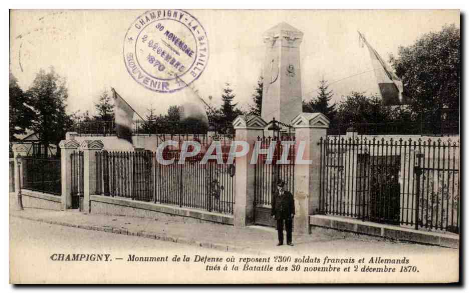 Champigny — Monument de la Défense où reposent 2300 soldats français et Allemands tués à la Bataille des 30 novembre et 2 décembre 1870 — Souvenir