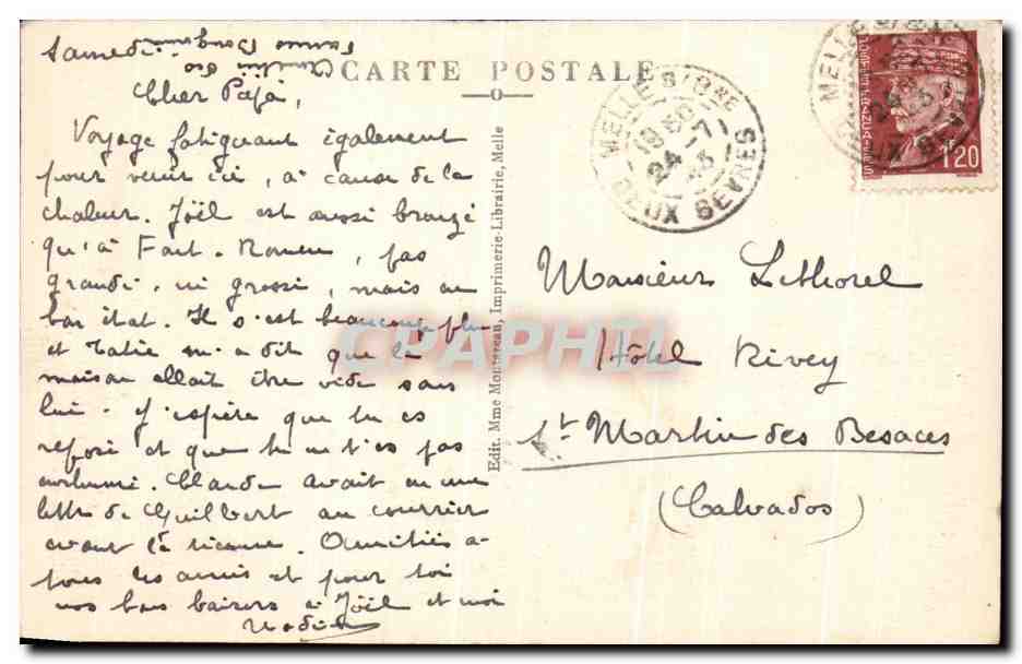 CPA Environs de Melle Tour et Chateau de Melzcac — Rückseite