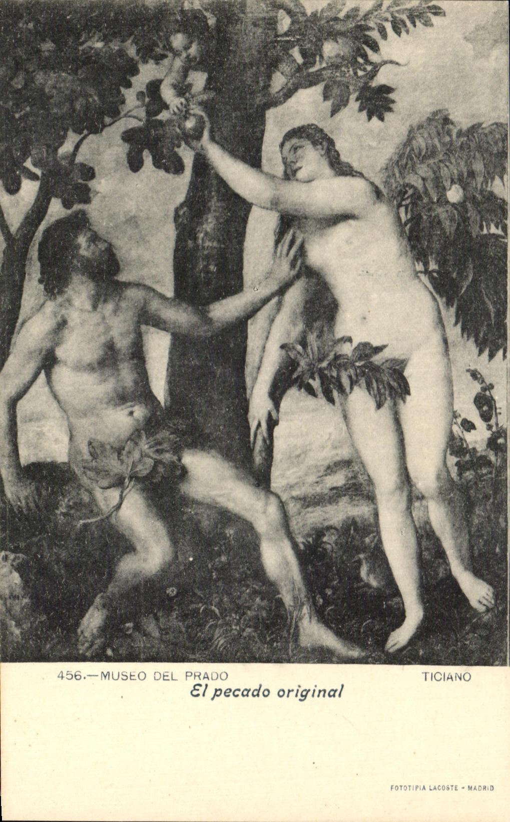 CPA Musee Del Prado El Pecado Original Ticiano Madrid