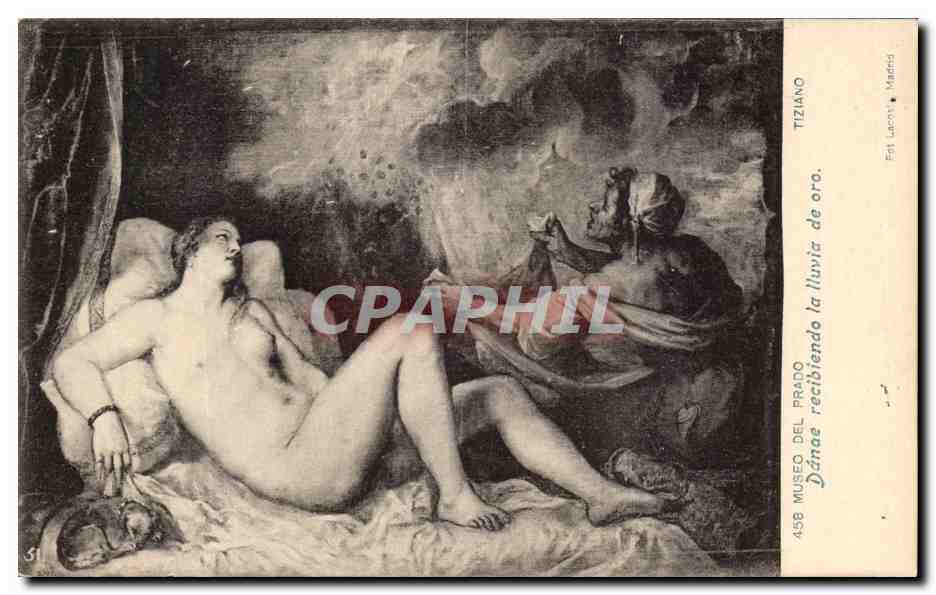 CPA Musee Del Prado Danae Recibiendo la lluvia de Oro Tiziano Madrid