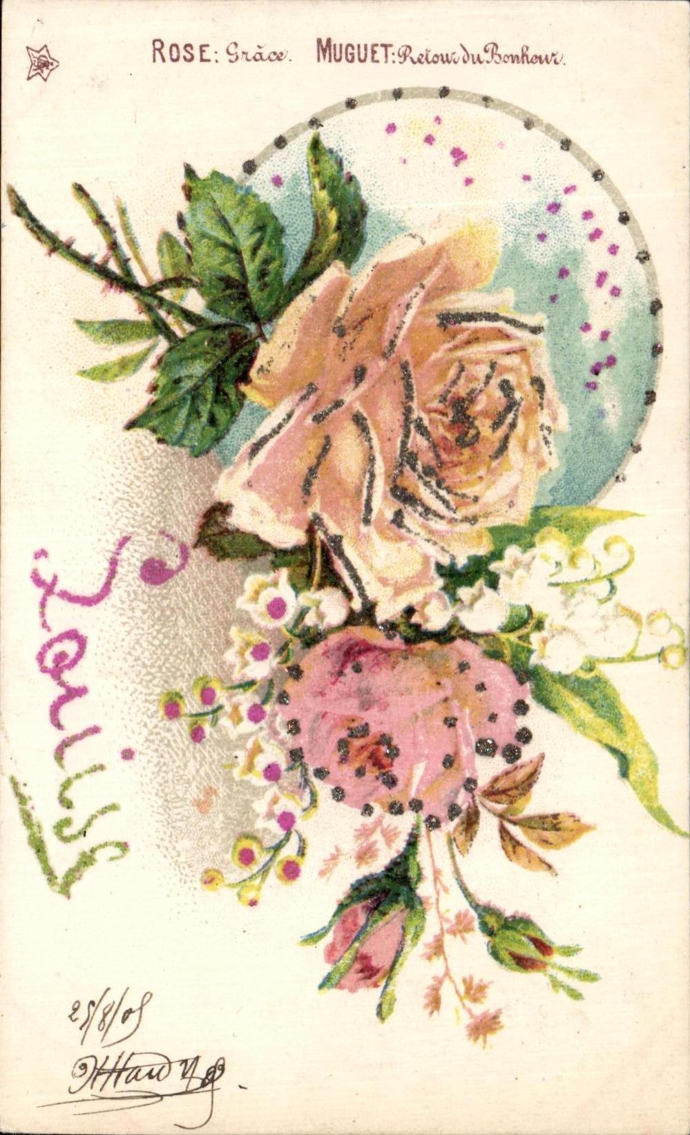 Rose — Grâce Muguet, Retour du Bonheur — Éditeur anonyme, n° 494