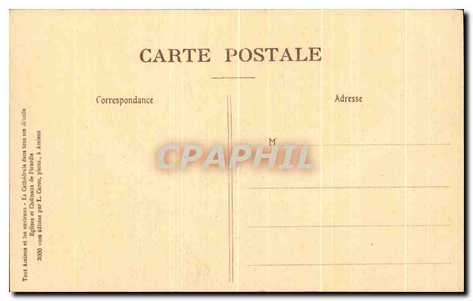 CPA Amiens Cathedrale Stalles de Choeur La marchande de fruits  — Back