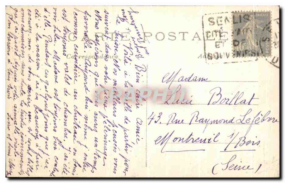 Senlis — Cathédrale endommagée pendant la Guerre de 1914 — L'H, Paris — Rückseite