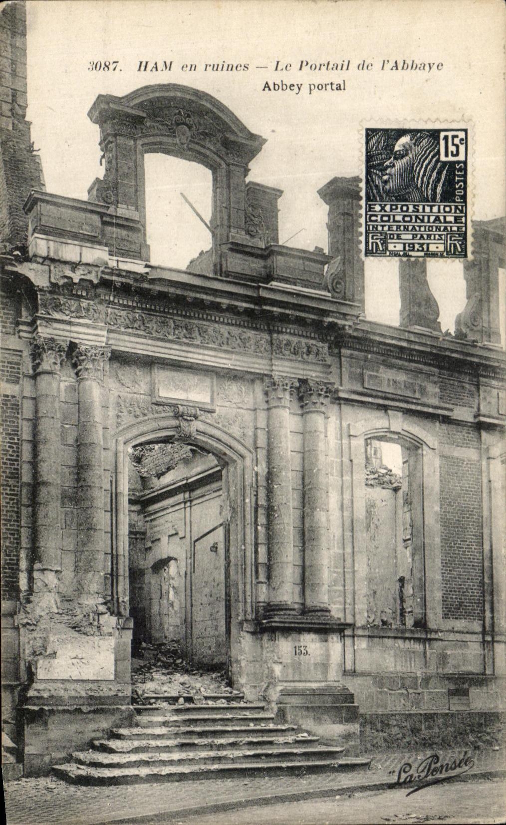 CPA Ham En Ruines Le portail De L'Abbaye Militaria