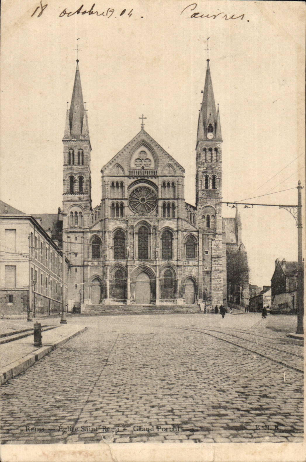 CPA Reims Eglise Saint Remi Grand portail 