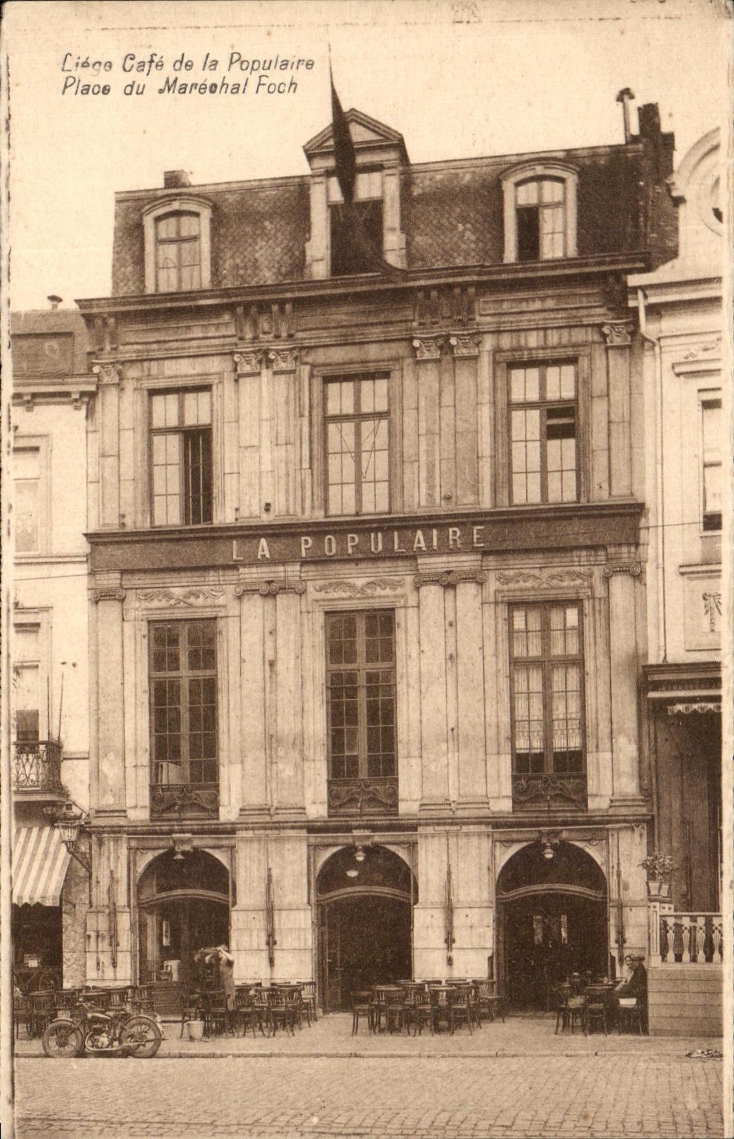CPA Liege Cafe de la Populaire Place du Marechal Foch