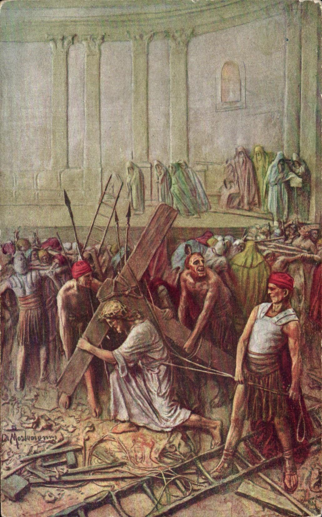 CPA Vie du Christ Par Mastroianni Jesus est Charge de sa Croix 