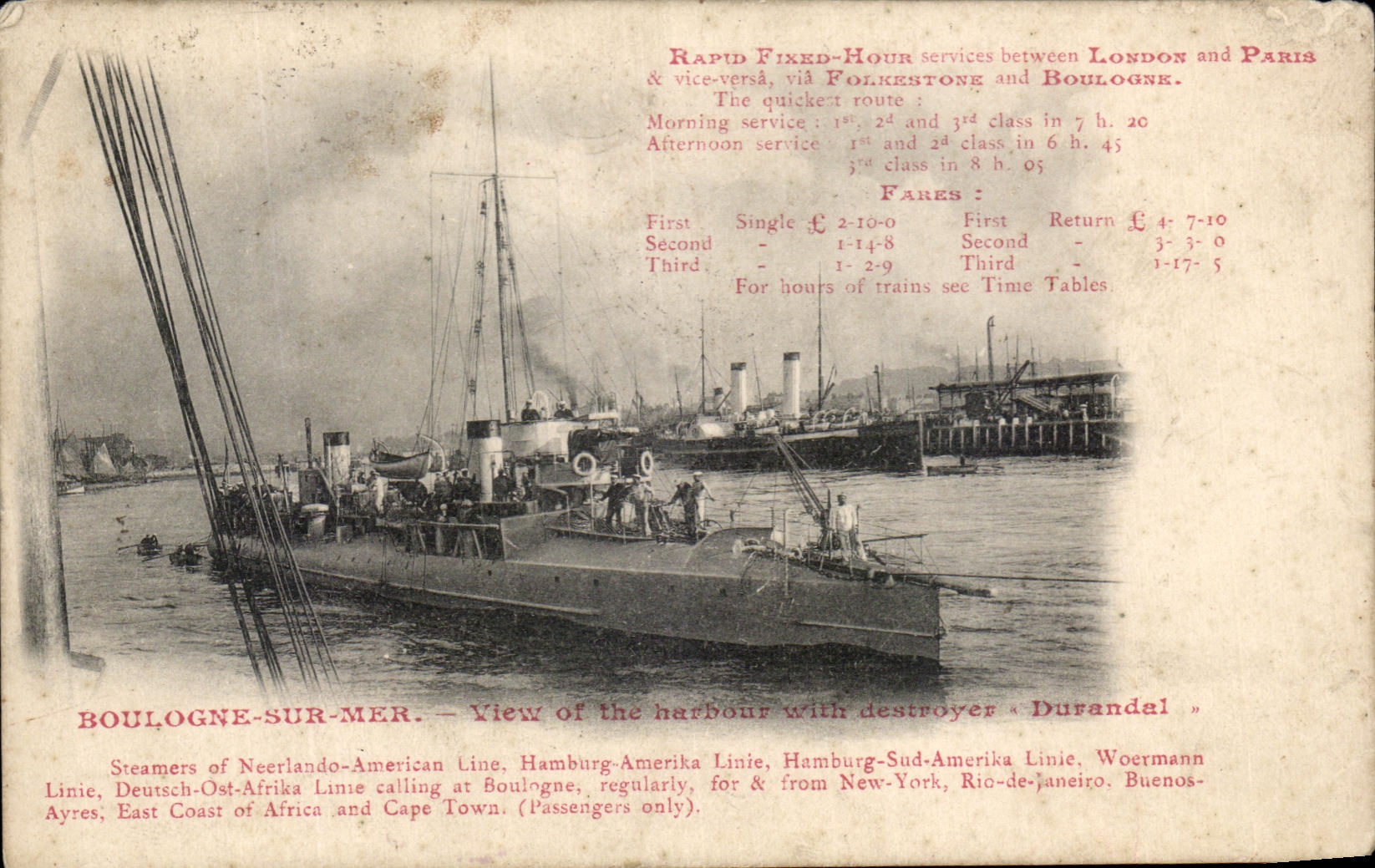 CPA Boulogne Sur Mer Destroyer Durandal Bateau