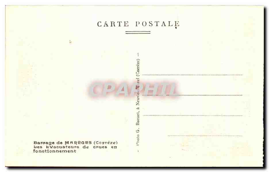 CPA Barrage de Mareges Les Evacuateurs de Fontionnement — Rückseite