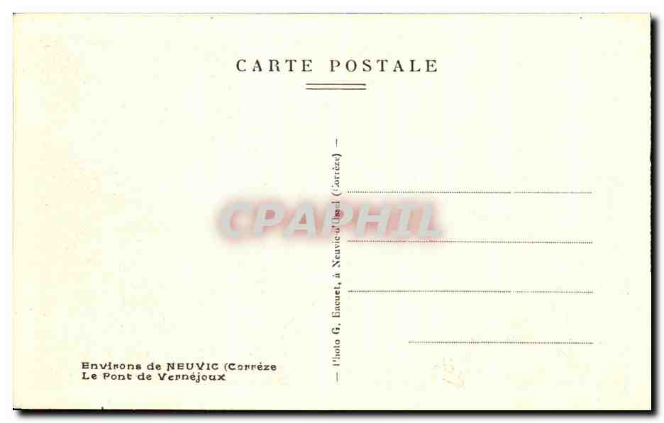 CPA Environs de Neuvic Le Pont de Vernejoux — Rückseite