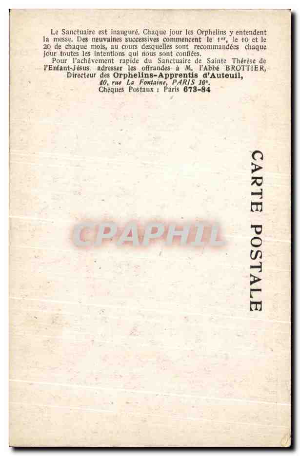 CPA Chez les Orphelins Apprentis d'Auteuil Interieur de la Chapelle de Sainte Therese de l'Enfant Jesus — Verso