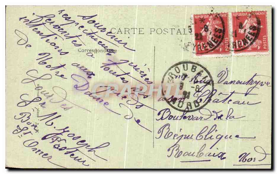 CPA ND de Lourdes — Verso