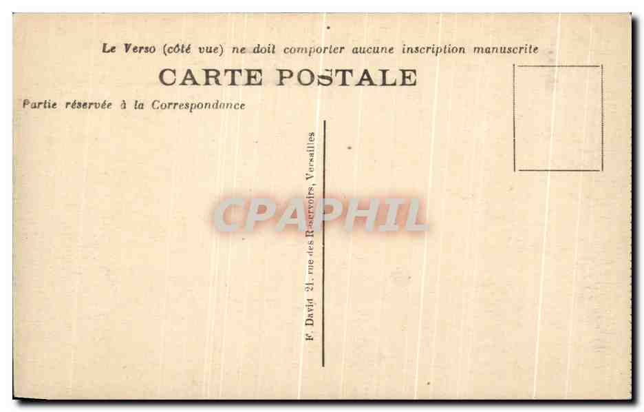 Versailles — L'Orangerie du Château — Éditeur R. David — Verso