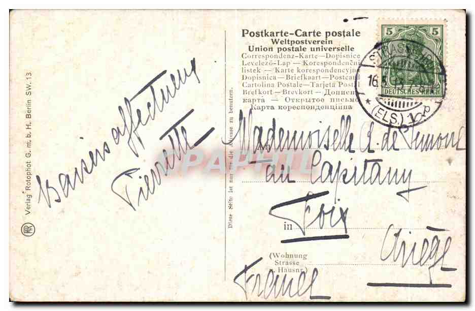 CPA Ferd Keller Famille royale Chien Allemagne — Verso