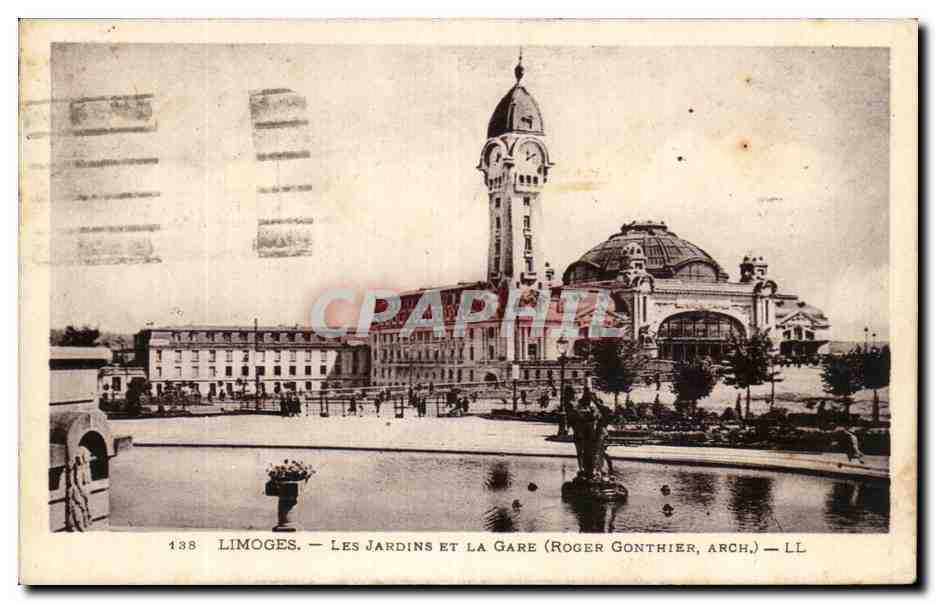 CPA Limoges Les Jardins et la Gare 