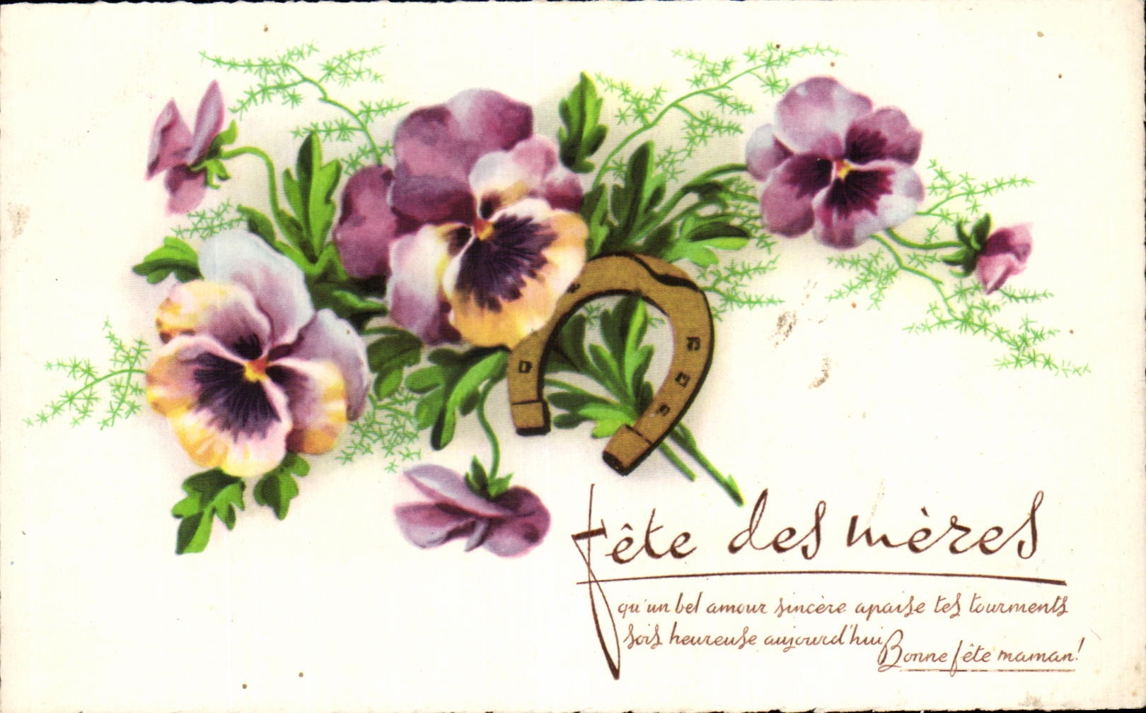 CPA Fete Des Meres Fleurs Fer a cheval