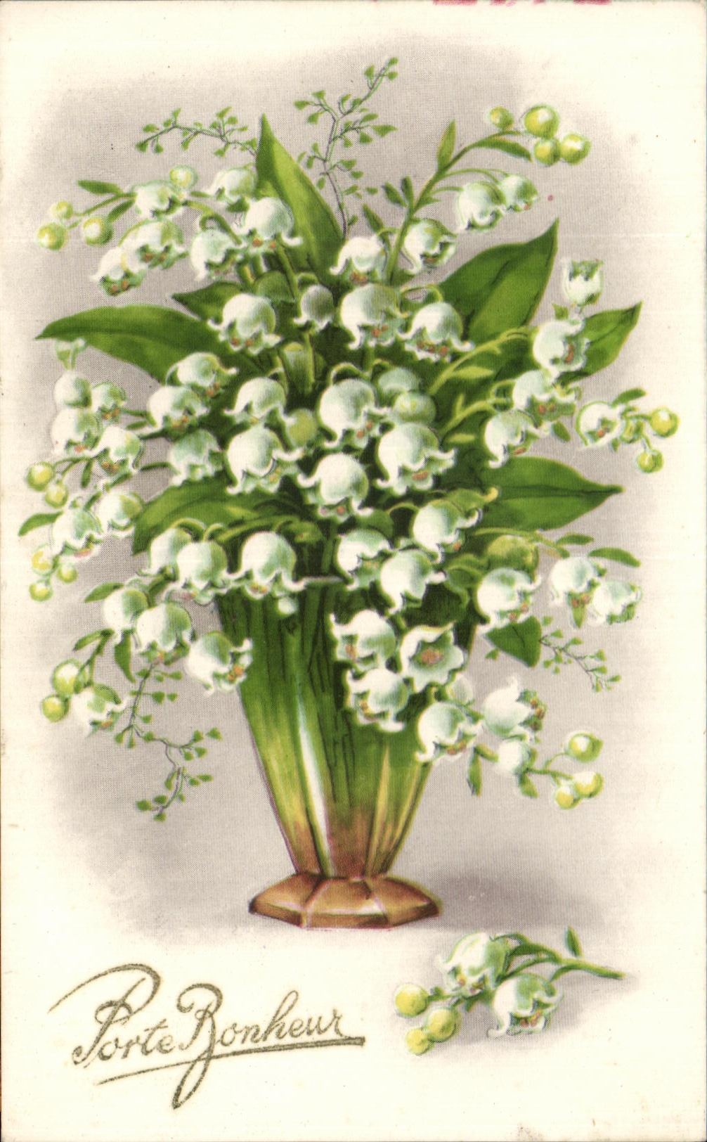 CPA Porte Bonheur Muguet Fleurs