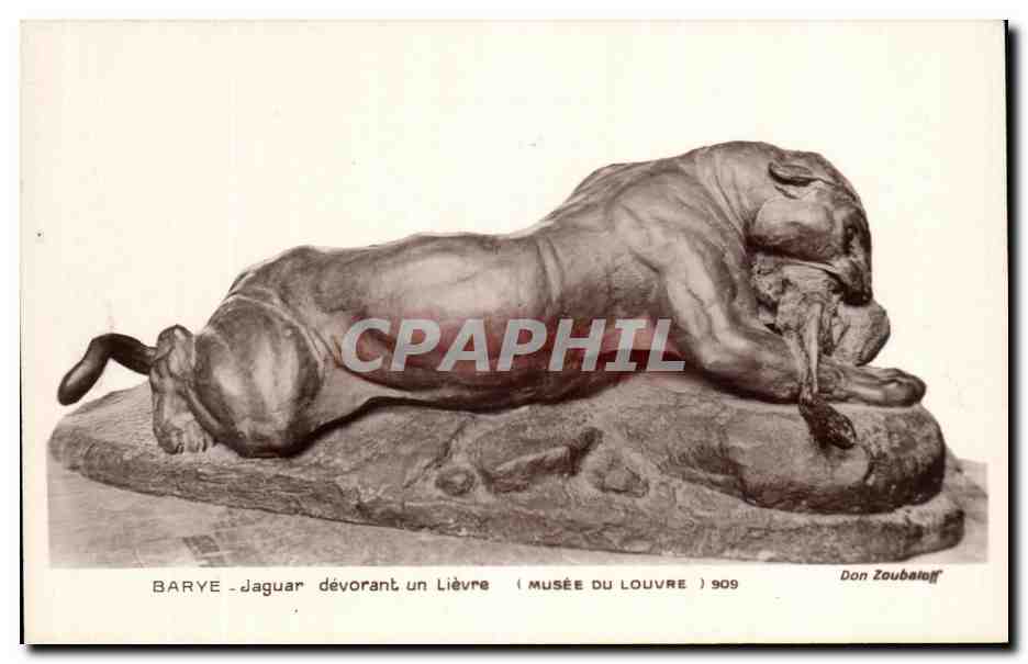 Jaguar dévorant un Lièvre — sculpture de Barye — Musée du Louvre — Don Zoubaloff — n° 909