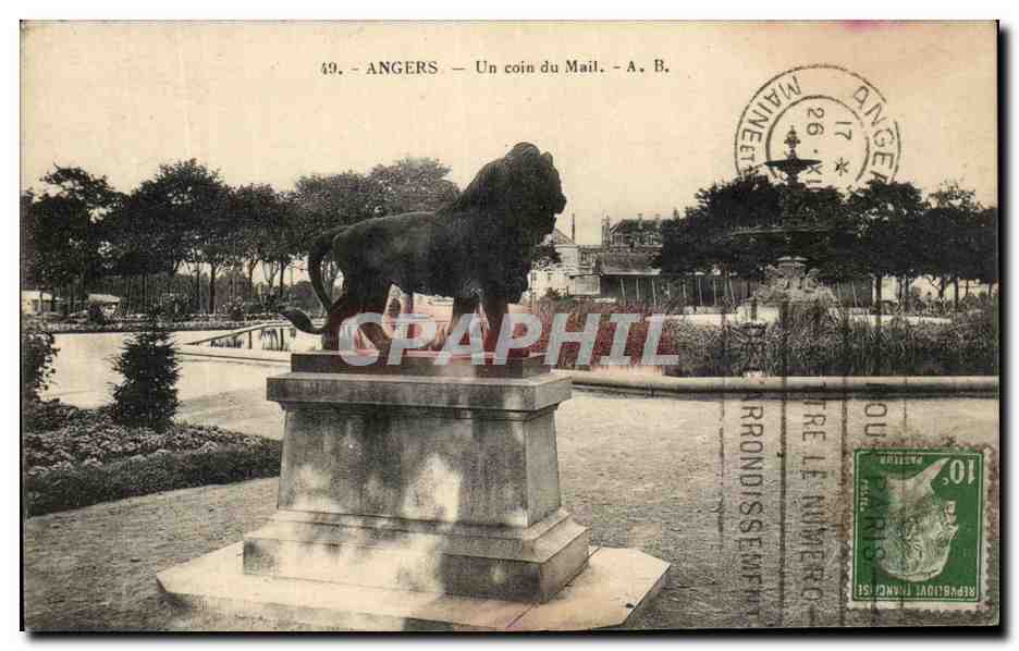 CPA Angers Un Coin Du Mail Lion