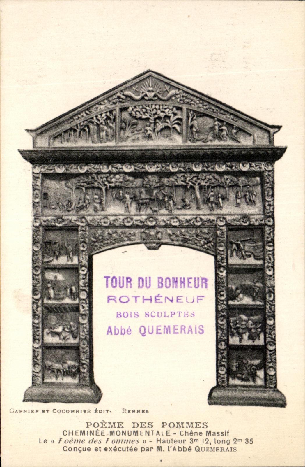 Tour du Bonheur — Cheminée monumentale en chêne massif — Garnier et Coconnier Édit. Rennes