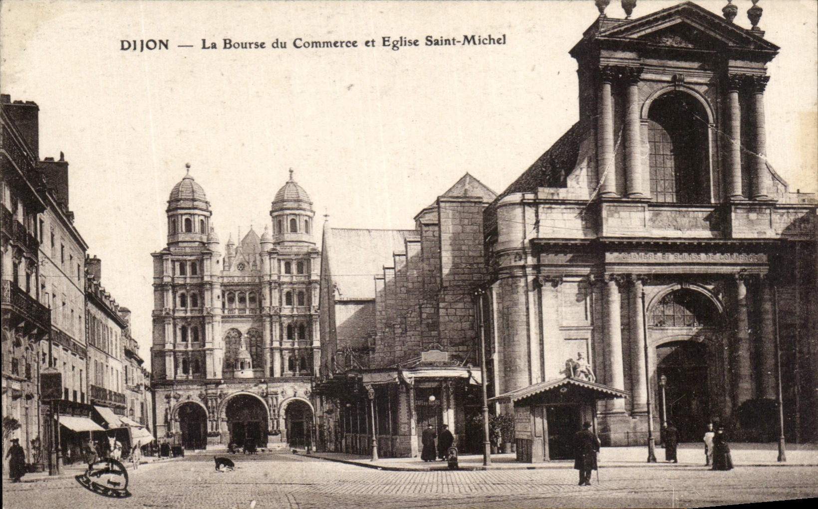 CPA Dijon La Bourse Du Commerce Et Eglise Saint Michel