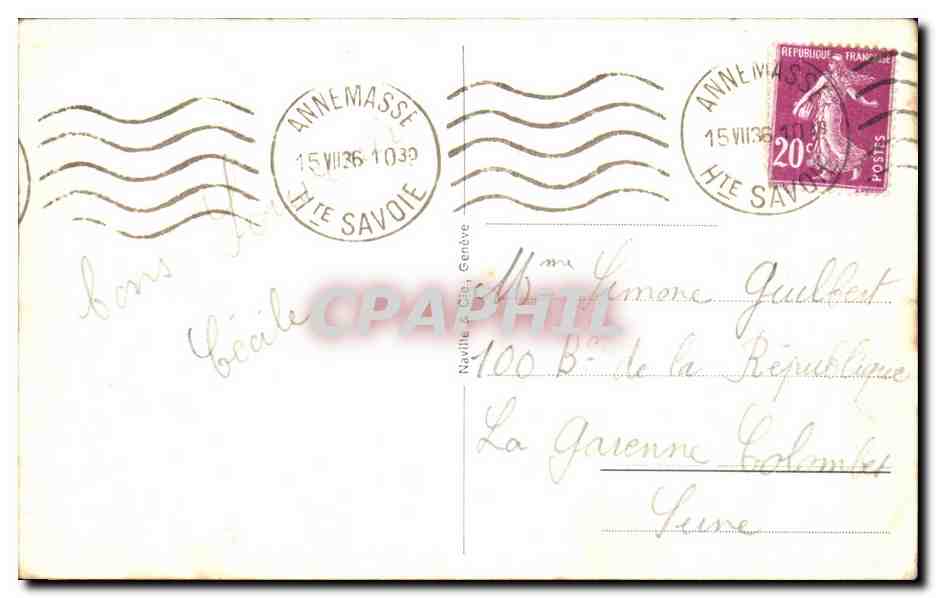 CPA Geneve La Rade et la Jetee des Paquis — Verso