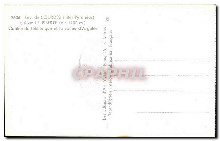 CPA Lourdes Le Pibeste Cabine Du Teleferique Et La Vallee d'Argeles — Verso