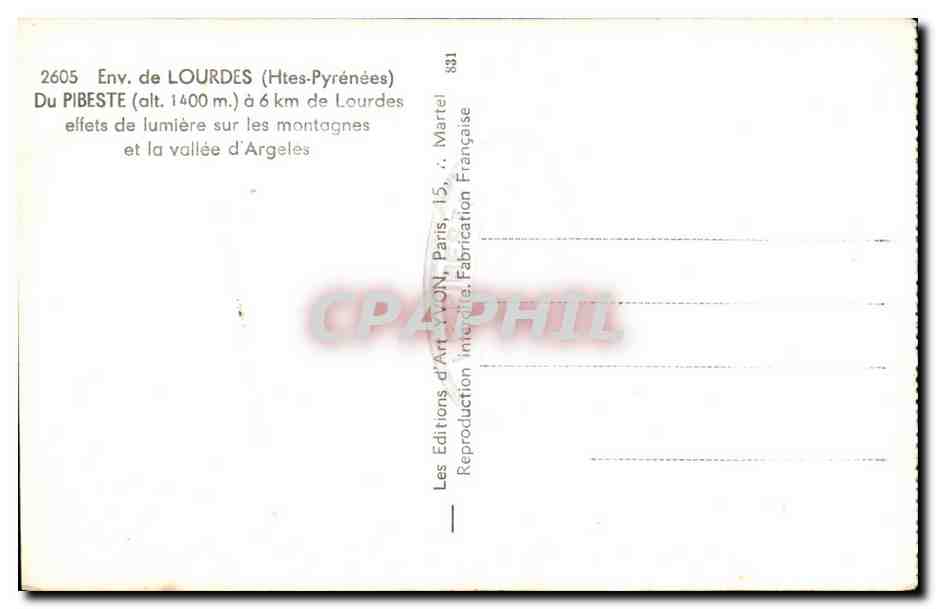 CPA Lourdes Le Pibeste De Lourdes Effets De Lumiere Sur Les Montagnes — Verso