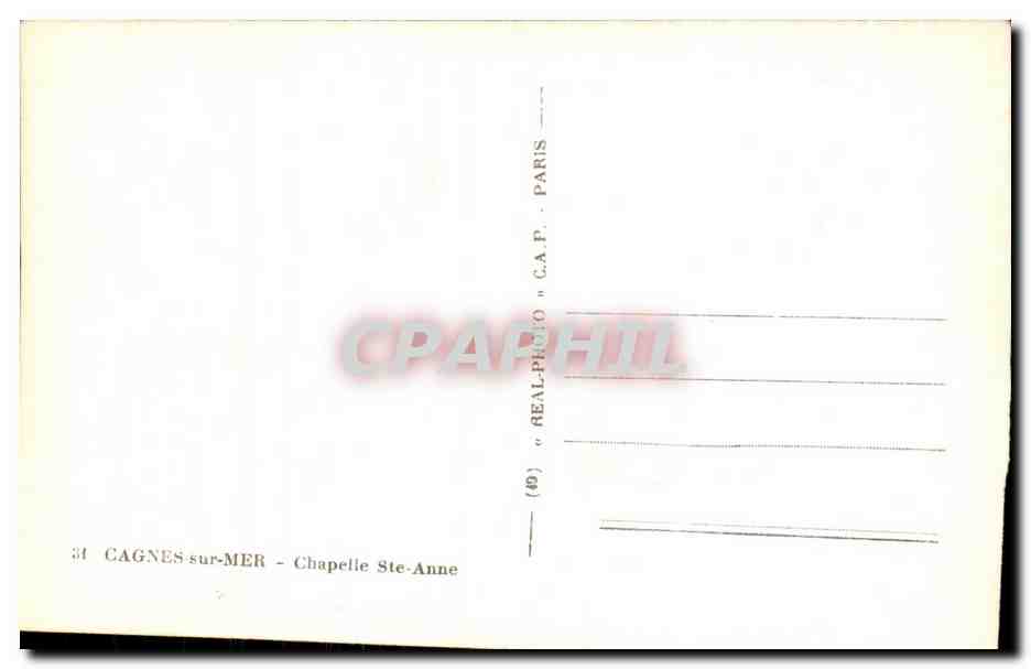 CPA Cagnes sur Mer Chapelle Ste Anne — Verso
