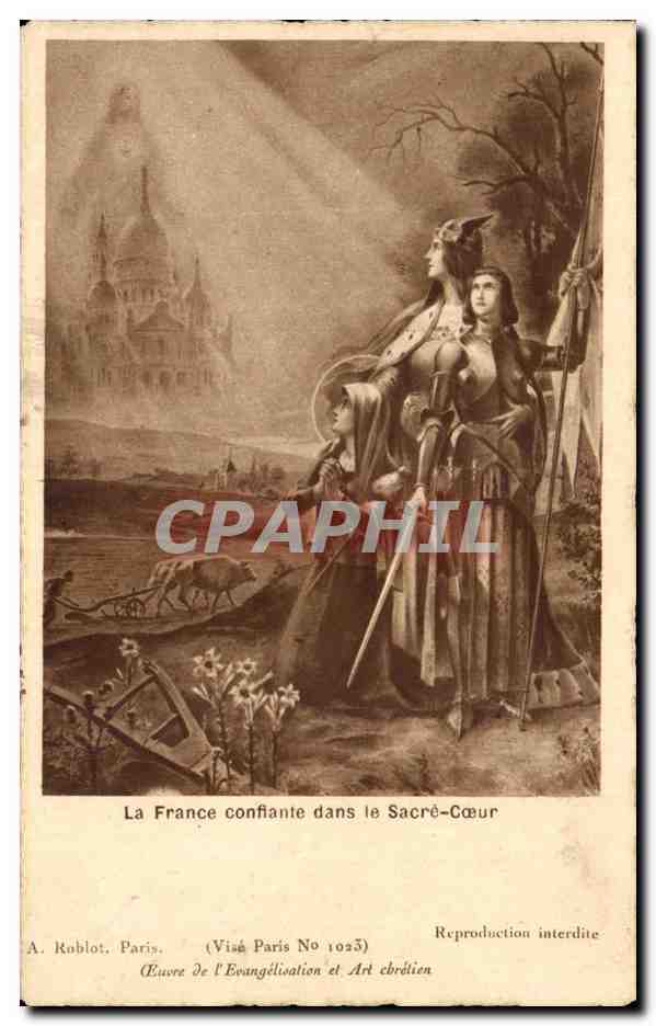 CPA La France Confiante Dans Le Sacre Coeur Jeanne d'arc Montmartre Paris 