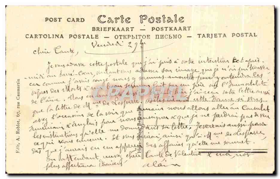 CPA La France Confiante Dans Le Sacre Coeur Jeanne d'arc Montmartre Paris  — Rückseite