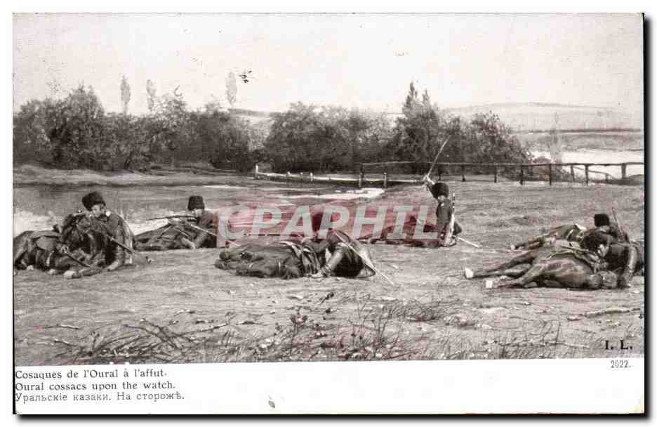 CPA Cosaques De l'Oural a L'Affut Militaria