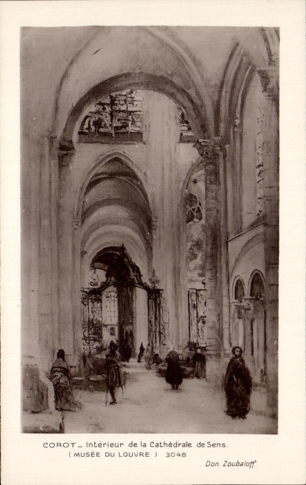 CPA Corot Interieur De La Cathedrale De Sens Musee du Louvre Paris 