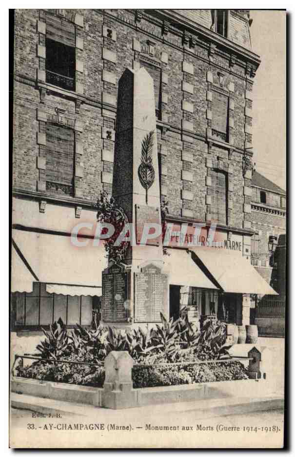CPA Ay Champagne Monument aux Morts Guerre 1914 1918 Militaria 